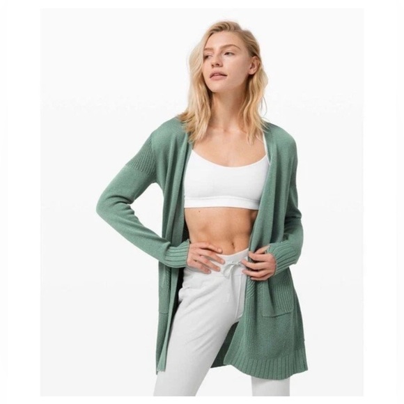 Lululemon Women's XL Sincerely Yours Green Wrap Sweater Long Sleeve Casual Knit - Picture 1 of 11